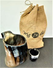 Load image into Gallery viewer, ORIGINDIA The Genuine Handcrafted Authentic Viking Drinking Horn Mug &amp; Free Shot Glass Code02