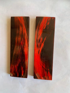 ORIGINDIA Red Buffalo Horn with Streaks Scales 5" x 1-1/2" x 3/8" inch Handle Set Pair | Knife Handle Material