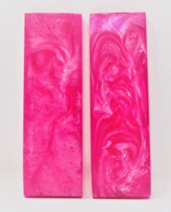 ORIGINDIA Resin Pink Streaks Scales 5" inch Handle Set Pair | Handles Material for Knife Making Blanks Blades Knives
