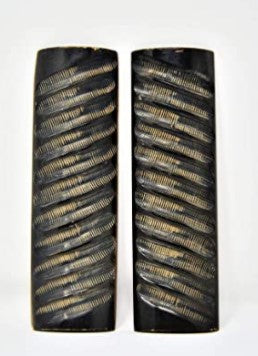 ORIGINDIA Knife Handle Material 5” by 1-1/2” by 1/4” Black Impala Jigged and Textured Horn Scales Handle Set Pair Handles Material for Knife Making Blanks Blades Knives Dyeable Custom (1 Pair)