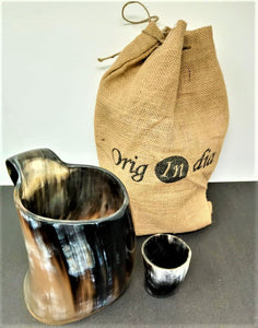 ORIGINDIA The Genuine Handcrafted Authentic Viking Drinking Horn Mug & Free Shot Glass Code02