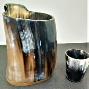 ORIGINDIA The Genuine Handcrafted Authentic Viking Drinking Horn Mug & Free Shot Glass Code02